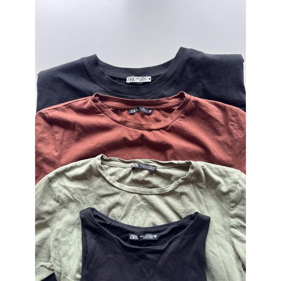 Lot of 4 ZARA Cotton Jersey T-Shirts Tops & Bodysuit, Size M - Picture 3 of 13